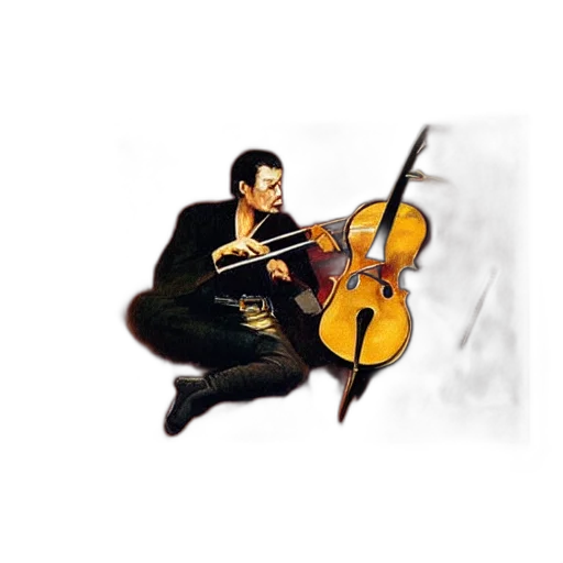 photorealistic, concept art, oil painting, pixel art, cello, violin, concert, art transparent PNG cut-out