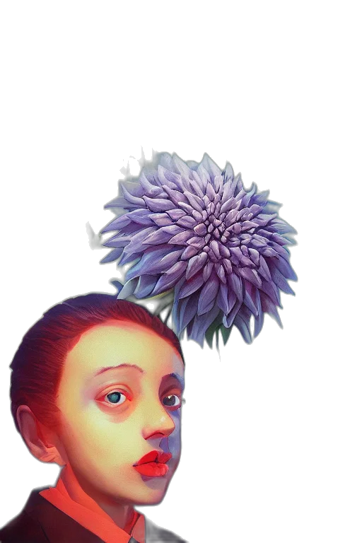 flower, face, crown, creature, photorealistic, concept art, fantasy art, 3d render transparent PNG cut-out