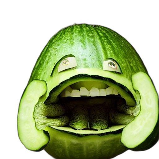 mask, face, food, creature, photorealistic, 3d render, concept art, green transparent PNG cut-out