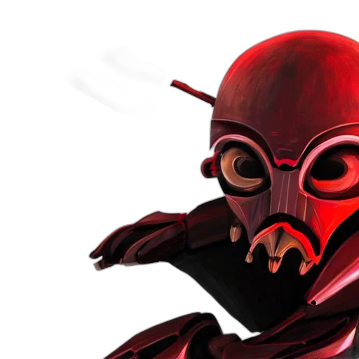mask, robot, concept art, 3d render, comic book art, fantasy art, red, general transparent PNG cut-out