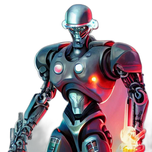 robot, concept art, cyberpunk, comic book art, 3d render, cyborg, ninja, mask transparent PNG cut-out