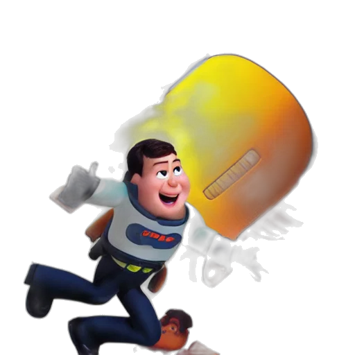 staff, robot, jacket, umbrella, 3d render, concept art, cartoon, comic book art transparent PNG cut-out