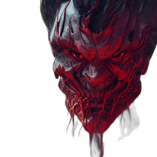 mask, face, creature, hair, concept art, fantasy art, photorealistic, 3d render transparent PNG cut-out