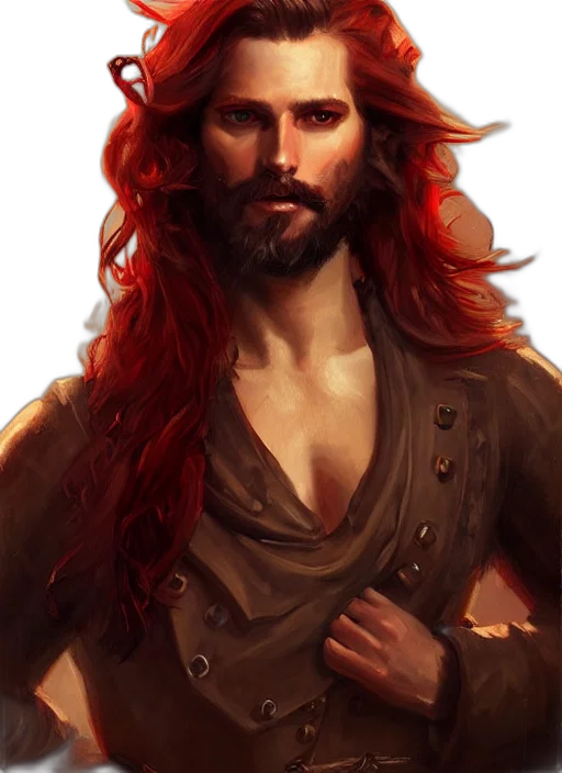 fantasy art, concept art, photorealistic, oil painting, red, golden, portrait, painting transparent PNG cut-out