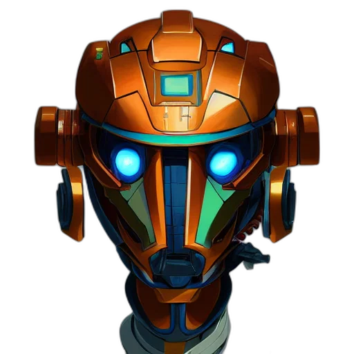 robot, mask, concept art, 3d render transparent PNG cut-out