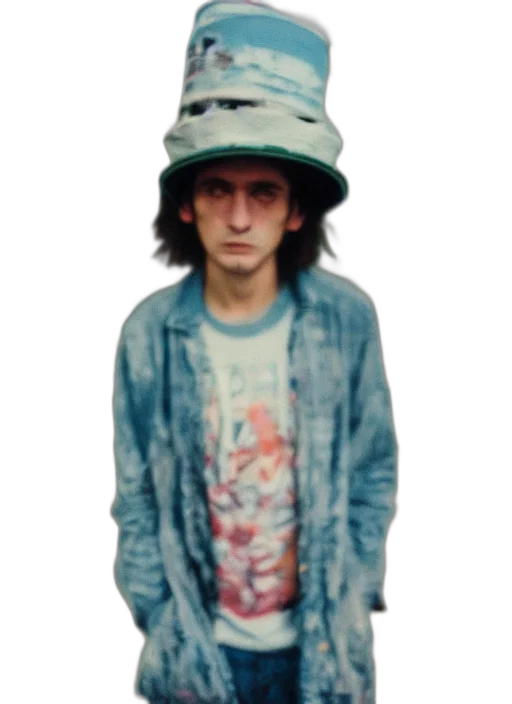 hat, jacket, face, robot, vaporwave, photorealistic, pixel art, concept art transparent PNG cut-out