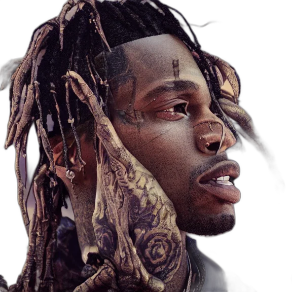 face, photorealistic, travis, scott, intricate, detailed, jaw, dropping transparent PNG cut-out