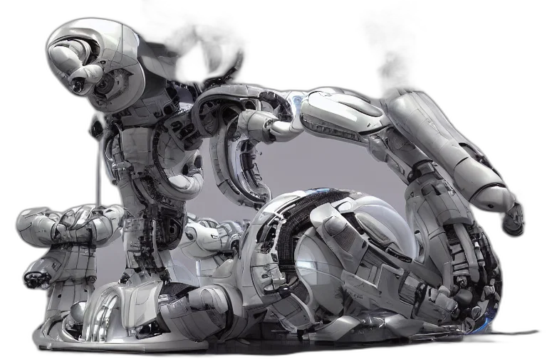 robot, weapon, concept art, 3d render transparent PNG cut-out