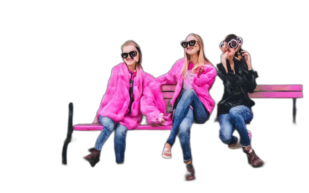 jacket, furniture, umbrella, 3d render, neon, two, happy, best transparent PNG cut-out
