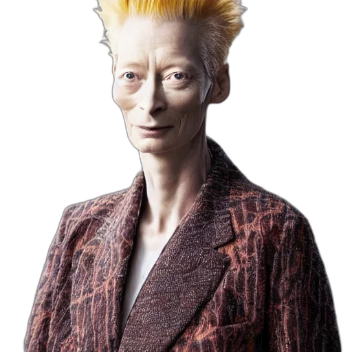 hair, jacket, creature, staff transparent PNG cut-out