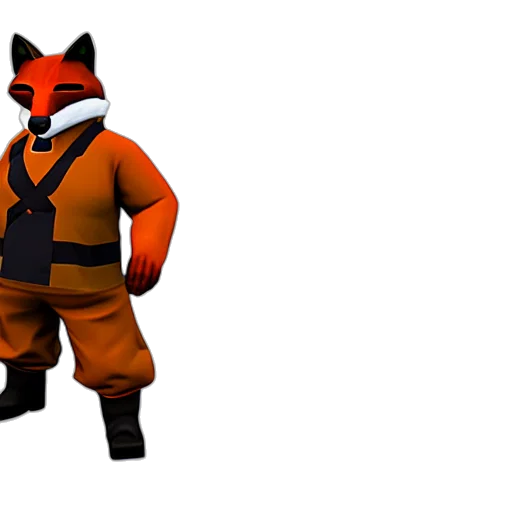 mask, animal, jacket, staff, 3d render, concept art, pixel art, fantasy art transparent PNG cut-out