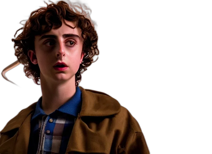 jacket, face, photorealistic, concept art, 3d render, neon lights, timothee, chalamet transparent PNG cut-out