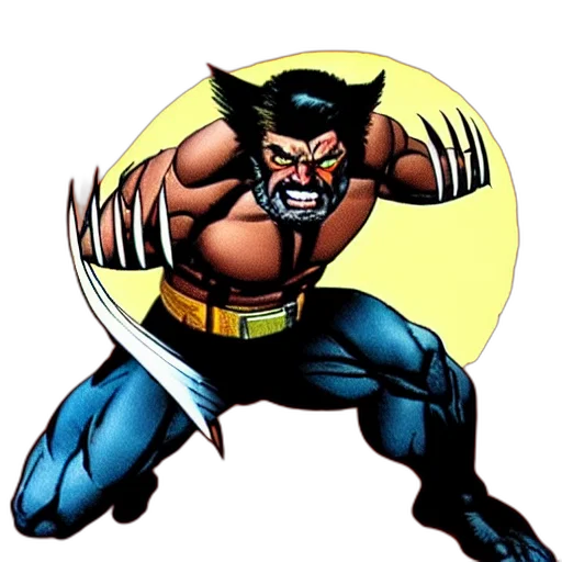 comic book art, concept art, wolverine, action transparent PNG cut-out