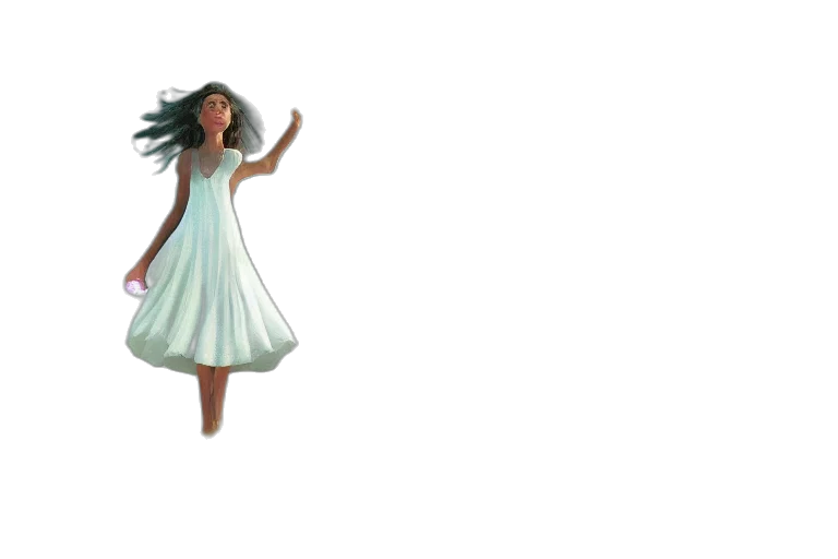 dress, hair, creature, staff, concept art, 3d render, pixel art, fantasy art transparent PNG cut-out