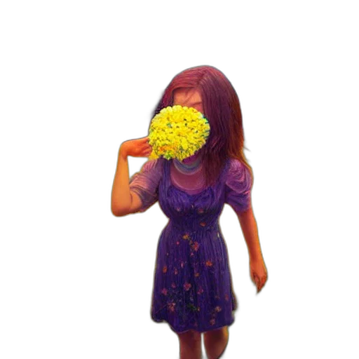 dress, flower, mask, staff transparent PNG cut-out