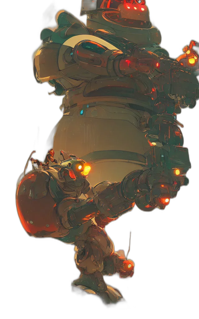 robot, weapon, staff, crown, concept art, cyberpunk, fantasy art, comic book art transparent PNG cut-out