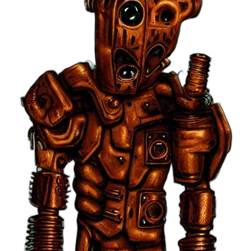 robot, staff, mask, weapon, concept art, comic book art, pixel art, 3d render transparent PNG cut-out
