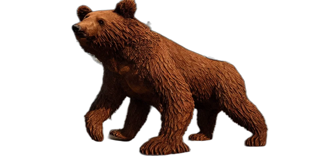 animal, creature, concept art, 3d render, photorealistic, brown, bear, statue transparent PNG cut-out