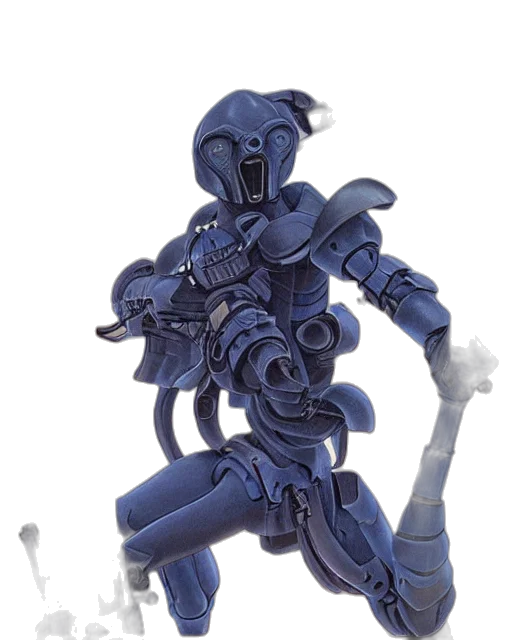 robot, weapon, staff, 3d render transparent PNG cut-out