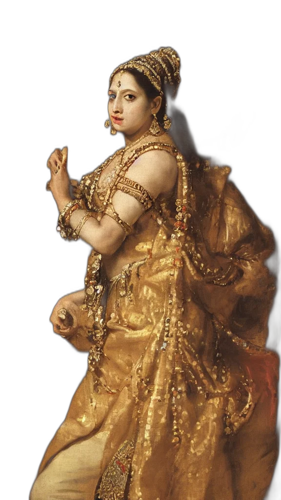 dress, jewelry, staff, crown, oil painting, photorealistic, concept art, fantasy art transparent PNG cut-out