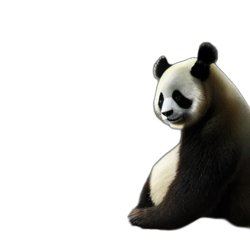 animal, creature, 3d render, concept art, photorealistic, fantasy art, monochrome, panda transparent PNG cut-out