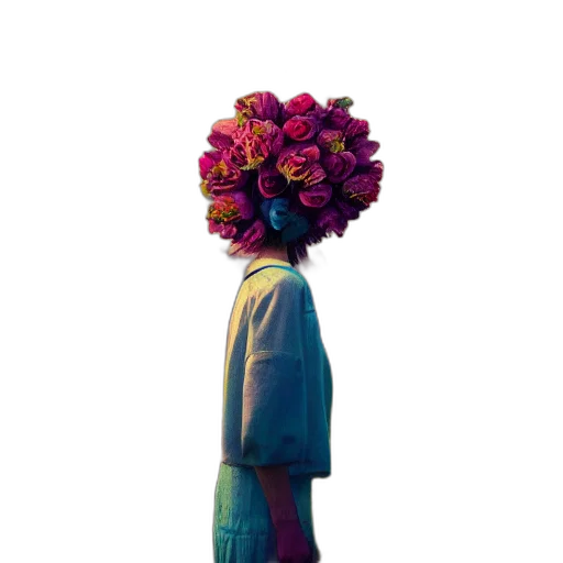 flower, crown, face, dress transparent PNG cut-out