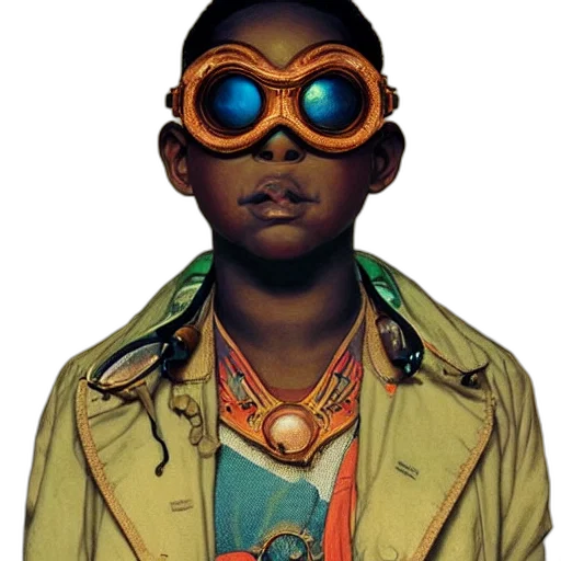 jacket, jewelry, mask, face, concept art, photorealistic, comic book art, neon transparent PNG cut-out