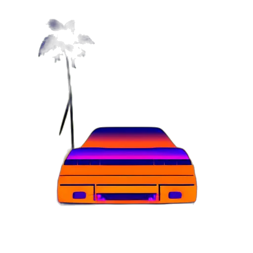 car, hat, crown, flower, vaporwave, concept art, 3d render, pixel art transparent PNG cut-out
