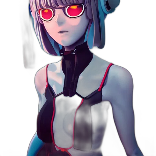 robot, mask, face, staff, cyberpunk, concept art, anime, 3d render transparent PNG cut-out
