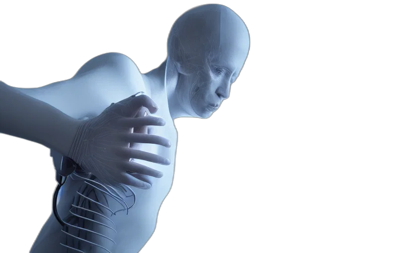 robot, creature, 3d render, concept art, photorealistic, human, performance, biosensors transparent PNG cut-out