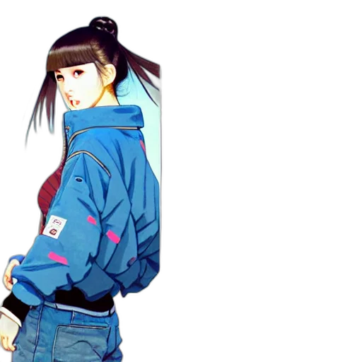 jacket, staff, anime, photorealistic transparent PNG cut-out