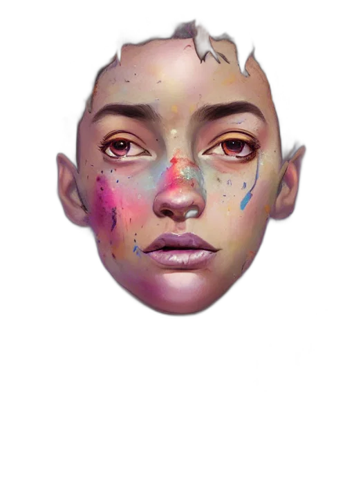face, mask, creature, crown, photorealistic, concept art, fantasy art, watercolor transparent PNG cut-out