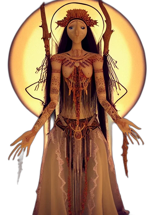 dress, staff, jewelry, creature transparent PNG cut-out