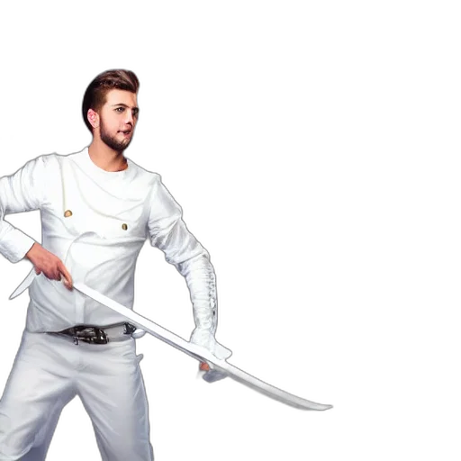 sword, staff, weapon, jacket, concept art, 3d render, fantasy art, photorealistic transparent PNG cut-out