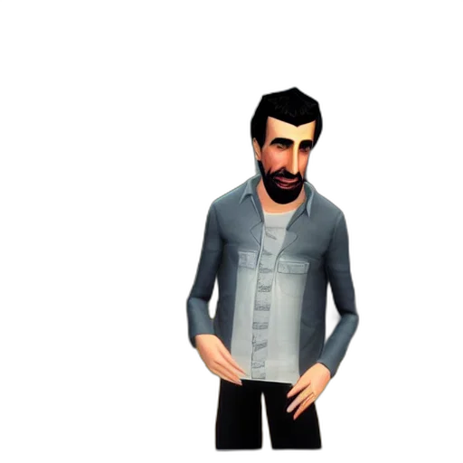 staff, jacket, face, 3d render, cartoon, concept art, pixel art, serj transparent PNG cut-out