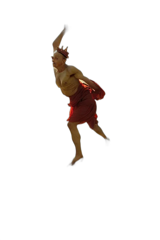 dress, staff, creature, mask transparent PNG cut-out
