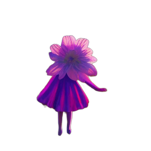 flower, dress, crown, umbrella, 3d render, pixel art, vaporwave, concept art transparent PNG cut-out