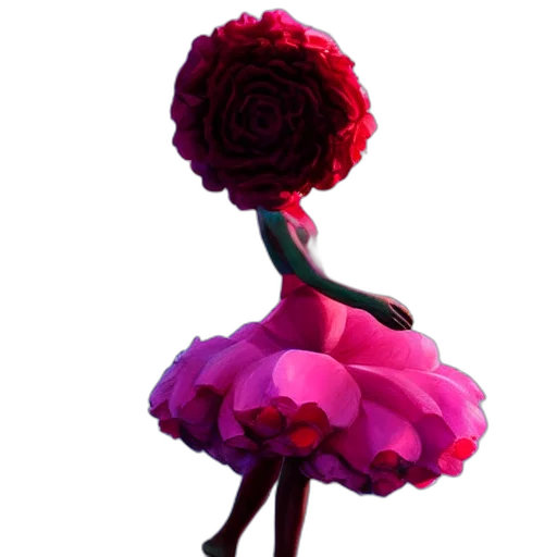 flower, dress, crown, staff, 3d render, concept art, pixel art, photorealistic transparent PNG cut-out