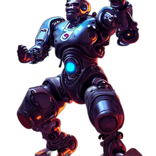 robot, weapon, concept art, 3d render, cyberpunk, comic book art, cyborg, ninja transparent PNG cut-out