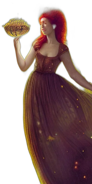 dress, staff, fantasy art, concept art, photorealistic, comic book art, outer space, golden transparent PNG cut-out
