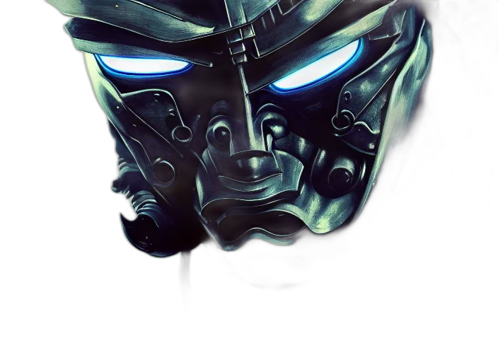 mask, robot, face, concept art, cyberpunk, fantasy art, comic book art, film transparent PNG cut-out