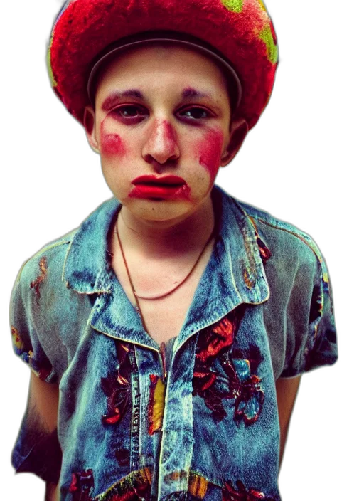 face, hat, mask, creature, photorealistic, watercolor, red, detailed transparent PNG cut-out