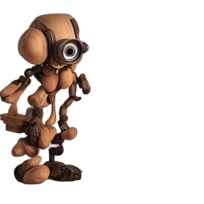 robot, staff, creature, 3d render transparent PNG cut-out