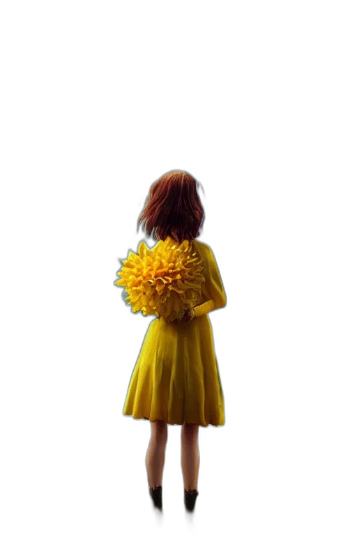 dress, flower, hair, face, photorealistic, concept art, 3d render, pixel art transparent PNG cut-out