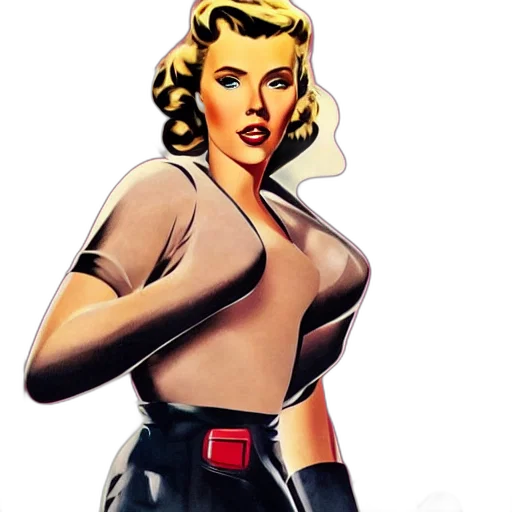 jacket, staff, comic book art, cartoon, concept art, photorealistic, scarlett, johansson transparent PNG cut-out