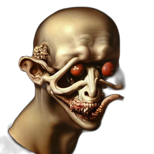 face, mask, robot, creature, concept art, photorealistic, 3d render, fantasy art transparent PNG cut-out