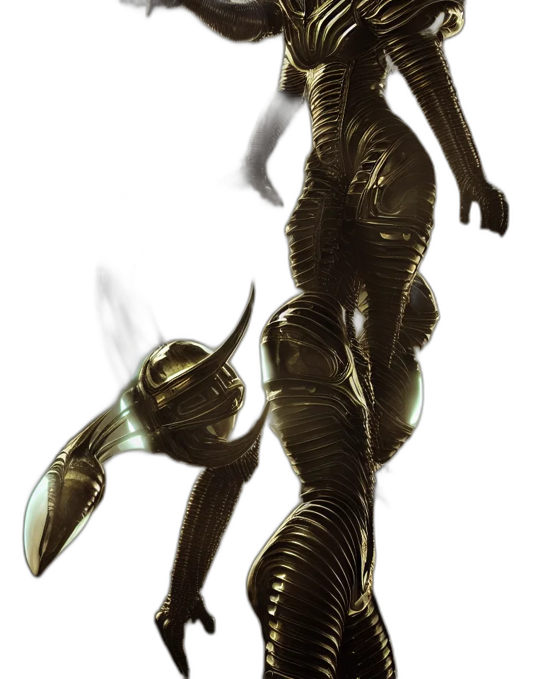 robot, creature, staff, weapon, concept art, 3d render, cyberpunk, fantasy art transparent PNG cut-out