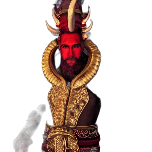 staff, mask, crown, concept art, fantasy art, pixel art, 3d render, red transparent PNG cut-out