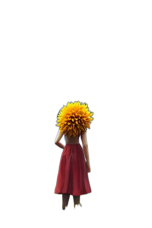 dress, flower, crown, umbrella, 3d render, concept art, photorealistic, pixel art transparent PNG cut-out
