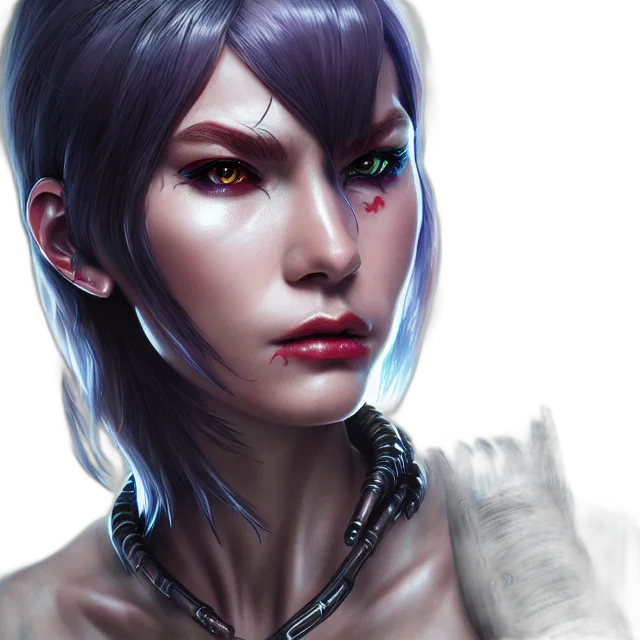face, fantasy art, cyberpunk, photorealistic, concept art, dark, blue, pastel transparent PNG cut-out
